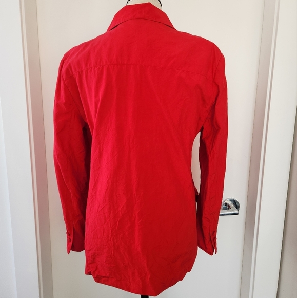 80s Red Silk Blazer Jacket - Picture 4 of 12